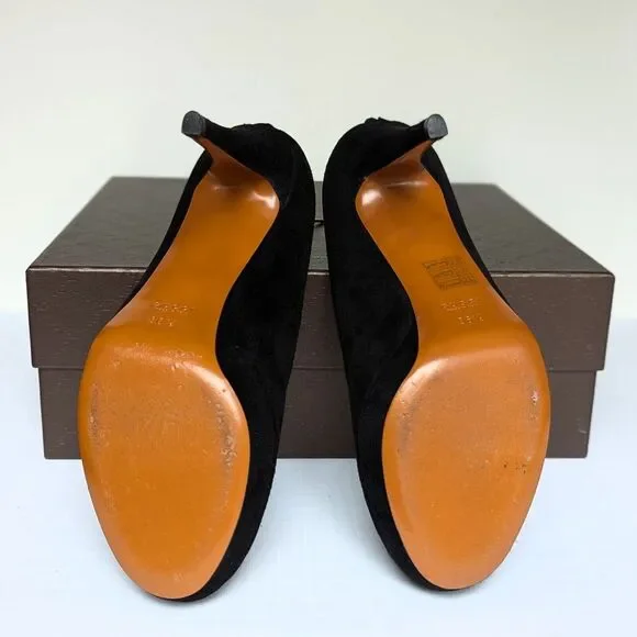 Gucci Betty High Heel Platform Bootie Size 36.5 | 6.5 Black Suede Bamboo Tassel - Picture 8 of 15